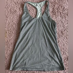 Striped Green and Grey Women's Tank Top